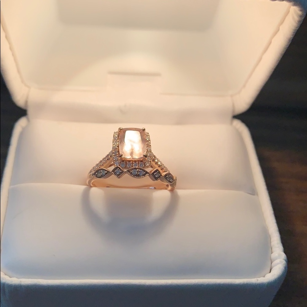 14K Rose Gold and Morganite Engagement Ring set